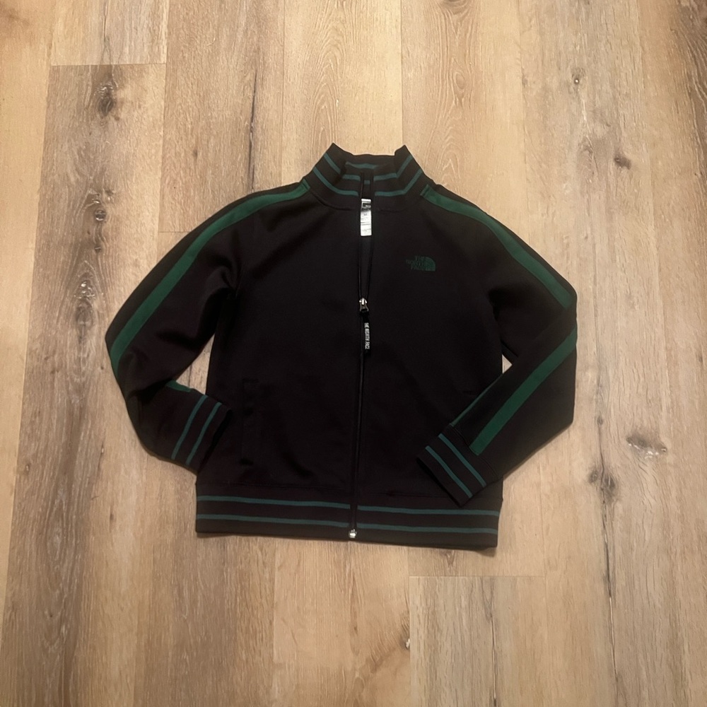 North Face Black and Green Track Jacket Boy’s Medium